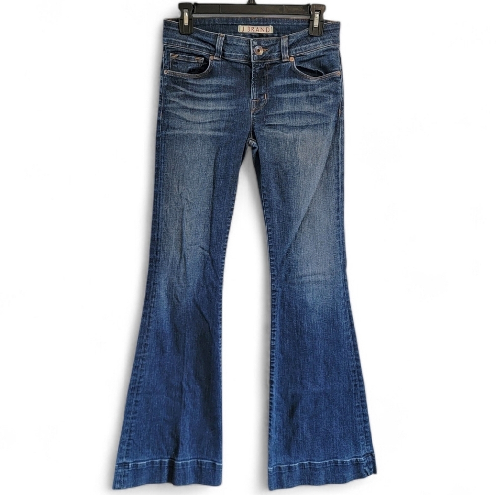 27 Y2K J Brand USA Made Low Rise Flared Boot Cut Mayflower Dark Wash Denim 4